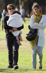 Tom Cruise and Katie Holmes with their daughter Suri at a park in Cambridge Massachusetts on October 10th 2009 11