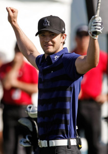 Justin Timberlake plays golf and picks kids to participate in the Justin Timberlake Shriners Hospitals for Children Open youth clinic at the TPC Summerlin October 11th 2009 in Las Vegas Nevada 7