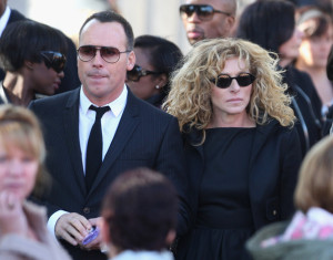 David Furnish with Kelly Hoppen at the funeral of Boyzone singer Stephen Gately at St Laurence O'Toole Church on October 17th 2009 in Dublin Ireland