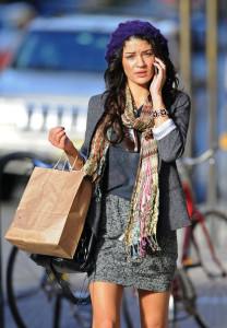 Jessica Szohr spotted talking on her cell phone while walking through SoHo on October 23rd 2009 4