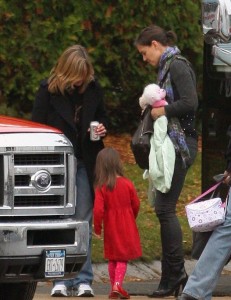 Suri Cruise and her mom Katie Holmes on the set of Toms new movie Wichita on October 24th 2009 in Woburn 1