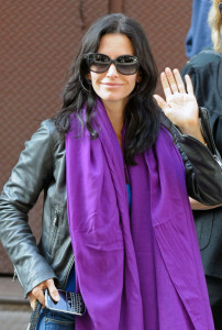 Courtney Cox spotted shopping in SoHo wearing a dark jeans pants and a light purple neck scarf on october 26th 2009 6