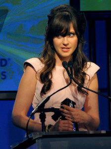 Zooey Deschanel presents the Breakthrough Screenwriter award onstage during the 13th annual Hollywood Awards Gala Ceremony held at The Beverly Hilton Hotel on October 26th 2009 1