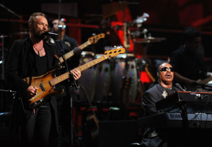 Sting and Stevie Wonder performing onstage at the 25th Anniversary Rock and Roll Hall of Fame Concert at Madison Square Garden on October 29th 2009 6