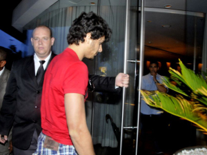 Jesus Luz spotted leaving the hotel where he is staying on november 11th 2009 to head to the recording studio in Barra da Tijuca to work on his new music 1