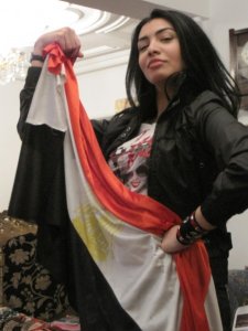 Mirhan Hussein photo with the egyptian flag to support football team of egypt during their match 3