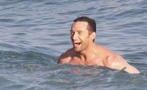 Hugh Jackman spotted swimming at the beach with his kids in Brazil on January 12th 2010 3