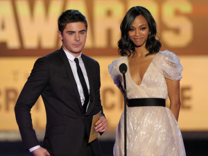 Zac Efron and Zoe Saldana present the Best Song award during the 15th annual Critics Choice Movie Awards on January 15th 2010 at the Hollywood Palladium 2