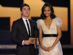 Zac Efron and Zoe Saldana present the Best Song award during the 15th annual Critics Choice Movie Awards on January 15th 2010 at the Hollywood Palladium 3