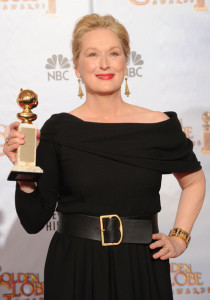 Meryl Streep with her award in the press room during the 67th Annual Golden Globe Award at The Beverly Hilton Hotel on January 17th 2010 in California 2