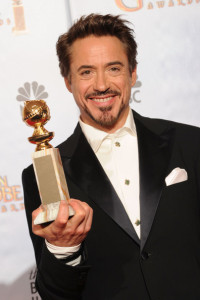 Robert Downey Jr with his award in the press room during the 67th Annual Golden Globe Award at The Beverly Hilton Hotel on January 17th 2010 in California 2