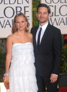 Tobey Maguire amd Meyer Maguire arrive at the 67th Annual Golden Globe Awards held at The Beverly Hilton Hotel on January 17th 2010 in California