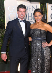 Paula Patton and Robin Thicke attend the 67th Annual Golden Globe Awards held at The Beverly Hilton Hotel on January 17th 2010 in California