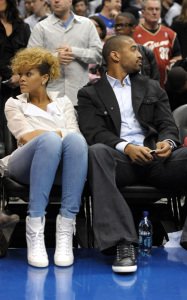 Rihanna seen with Matt Kemp on January 16th 2010 at the Staples Center in Los Angeles watching an NBA game 5