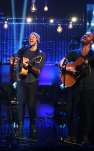 Chris Martin performs at the Hope For Haiti Now telethon held on January 22nd 2010 in London