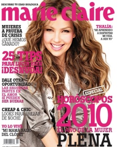 Thalia on the cover of January 2010 Marie Claire Magazine Issue