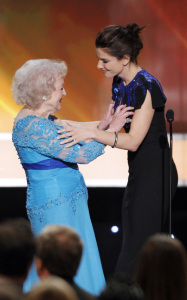 Sandra Bullock with Betty White onstage during the 16th Annual Screen Actors Guild Awards held at the Shrine Auditorium on January 23rd 2010 in Los Angele