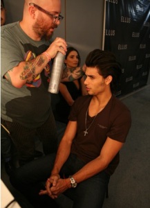 Jesus Luz doing hair and makeup backstage on January 19th 2010 at the Ellus runway show during the Sao Paulo Fashion Week in Brazil 12