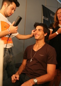 Jesus Luz doing hair and makeup backstage on January 19th 2010 at the Ellus runway show during the Sao Paulo Fashion Week in Brazil 13