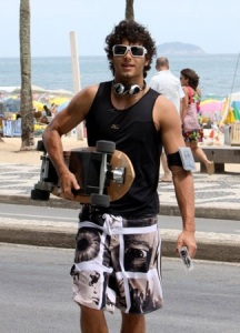 Jesus Luz seen on January 28th 2010 wearing sunglasses and headphones while having a ride on his two thousand dollars electric skateboard in Ipanema Rio de Janeiro 15