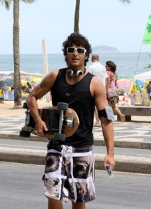 Jesus Luz seen on January 28th 2010 wearing sunglasses and headphones while having a ride on his two thousand dollars electric skateboard in Ipanema Rio de Janeiro 17