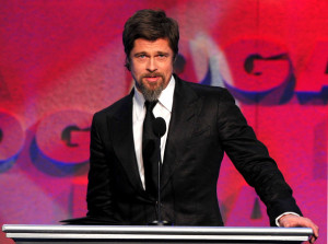 Brad Pitt presents the Feature Film Nomination Plaque for Inglourious Basterds onstage during the 62nd Annual Directors Guild Of America Awards 1