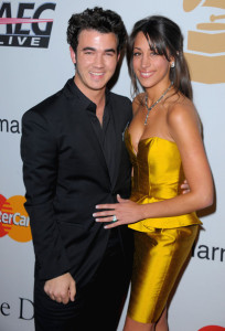 Kevin Jonas and his wife Danielle Deleasa arrive at the 52nd Annual GRAMMY Awards for the Salute To Icons Honoring Doug Morris held at The Beverly Hilton Hotel on January 30th 2010 in Beverly Hills 9