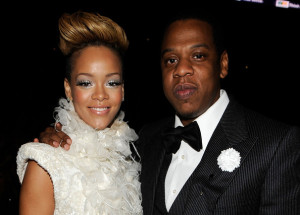 Jay Z and Rihanna in the audience during the 52nd Annual GRAMMY Awards held at Staples Center on January 31st 2010 in Los Angeles 1