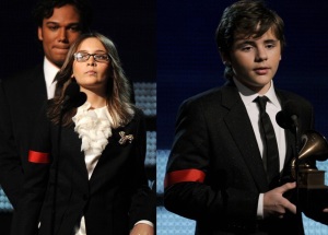 Paris and Prince Michael Jackson on stage to accept an award on their fathers behalf at the 52nd Annual GRAMMY Awards held at Staples Center on January 31st 2010 in Los Angeles California