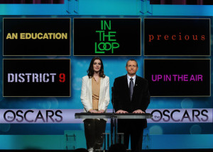 Anne Hathaway and Tom Sherak speak at the 82nd Academy Awards nominations announcement held at the Samuel Goldwyn Theater on February 2nd 2010 in Beverly Hills 4