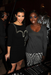 Kim Kardashian and Estelle together backstage during Swarovski at the Red Dress Collection 2010 Fashion Show which was held on February 11th 2010 at the Bryant Park Tent in New York 3