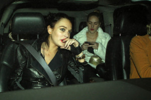 Lindsay Lohan and her sister Ali spotted in their car after leaving Voyeur on February 11th 2010 in West Hollywood California 3