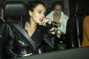 Lindsay Lohan and her sister Ali spotted in their car after leaving Voyeur on February 11th 2010 in West Hollywood California 4