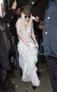 Lady GaGa spotted arriving at ABC Studios for Good Morning America on February 10th 2010 while it was raining in New York 1