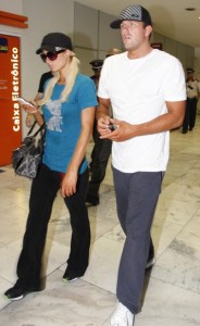 Paris Hilton and her boyfriend Doug Reinhardt seen arriving in a private het to Santos Dumont airport on February 13th 2010 in Rio de Janeiro Brazil 2