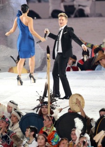 Bryan Adams and Nelly Furtado singing together during the Olympics opening ceremony on February 12th 2010 in Vancouver Canada 4