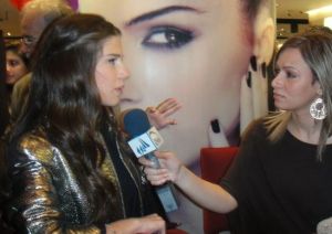 Lara Scandar at her CD release Mission is You held on February 3rd 2010 at Virgin Mega Stores in Cairo Egypt while interviewed by a TV hostess