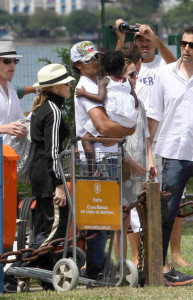 Madonna and Jesus Luz together on February 13th 2010 as they visit Angra dos Reis 2