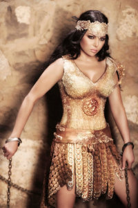 Haifa Wehbe picture of Enta Tani video clip released in February 2010 in a roman worrier outfit