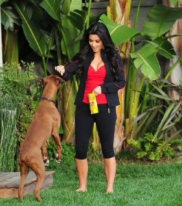 Kim Kardashian seen walking her dog Rocky on February 23rd 2010 wearing a red top under a black sport wear 4