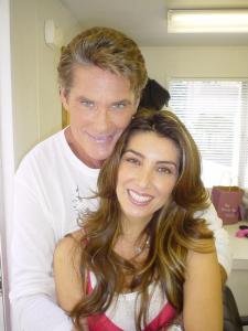 Mezhgan Hussainy picture with David Hasselhoff as the makeup artist of Americas Got Talent