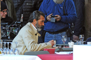 Antonio Banderas spotted wearing a white coat on February 24th 2010 while filming his new movie by the name of Knockout 3