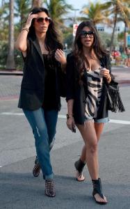 Kim Kardashian and Kourtney Kardashian seen walking together towards Devitos restaurant on March 21st 2010 in Miami Florida 3