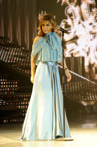 picture of the Fifth Prime of star academy on March 19th 2010 with Nawal Zoghbi weaing a glam blue dress and singing on stage 2