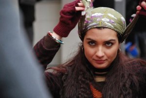 turkish model and actress Tuba Buyukustun on the set of a new turkish darama series of the name of Gonulcelen 25