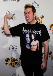 Perez Hilton arrives at the world premiere of Cirque du Soleil Viva ELVIS production at the Aria Resort at CityCenter February 19th 2010 in Las Vegas Nevada 1