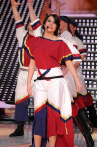 picture of the seventh prime of star academy 7 on April 2nd 2010 with Asma from Tunis in a Dabkeh Tableau