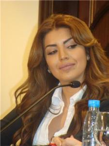 Amal Boshoshah picture at a press conference for a new drama series called thakerat al jasad 4