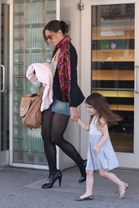 Katie Holmes spotted with her sweet daughter Suri Cruise as they were leaving their New York apartment on April 4th 2010 to get lunch at City Bakery 7