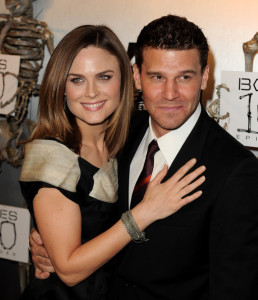 Emily Deschanel and David Boreanaz arrive at Fox TVs celebration of Bones 100th episode at 650 North on April 7th 2010 in Los Angeles 1